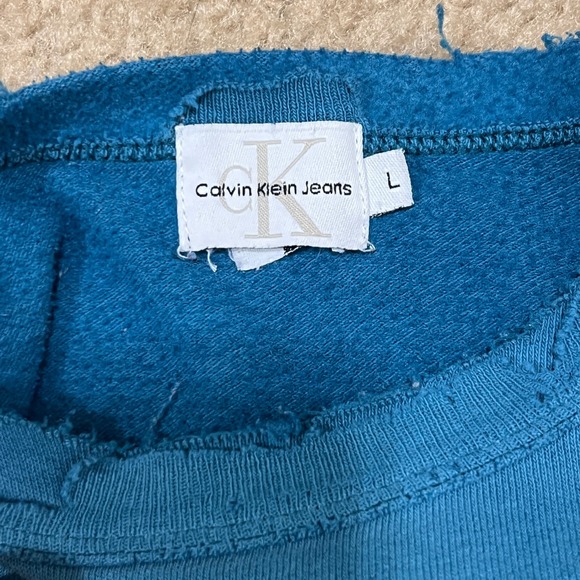 Calvin Klein Jeans Blue Mock Neck Graphic Sweatshirt Oversized L - Picture 2 of 6